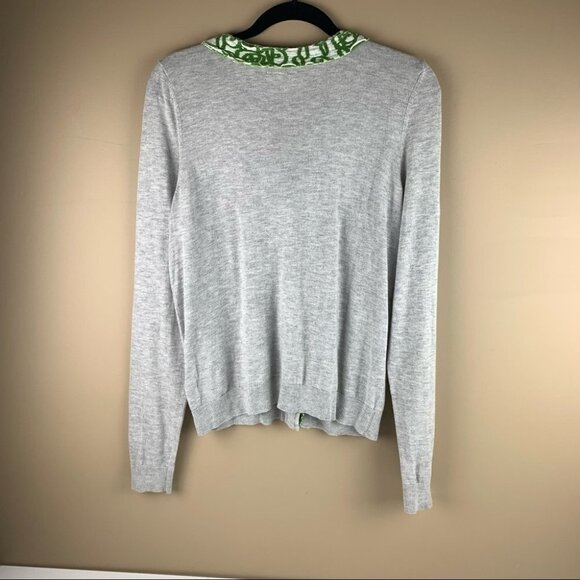 ANTHROPOLOGIE Moth I Grey I Sweater Cardigan I Green Bow - Picture 3 of 13